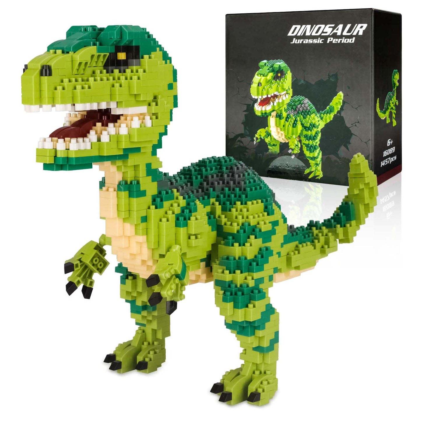 Aigidusansu Jurassic Dinosaur Micro Building Blocks, 1457Pcs Velociraptor Tyrannosaurus Rex Diy Mini Diamond Blocks Bricks Toy F