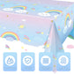 Unittype 3 Pcs Rainbow Table Cloths for Parties Rainbow Tablecloth Waterproof Table Cover Rainbow Clouds Birthday Tablecloth for