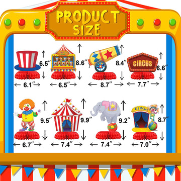 Hapibidesign Carnival Circus Party Decorations - Honeycomb Centerpieces For Circus Birthday Decor - Carnival Circus Table Decora