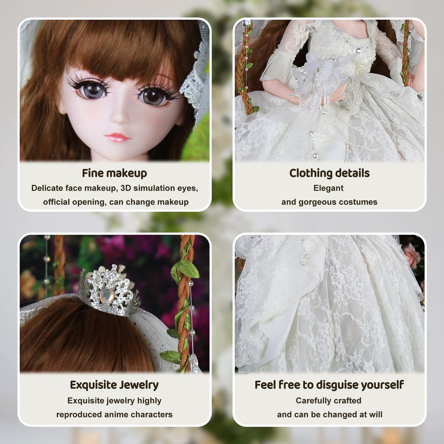 Yeloli Official Bdj Fashion Doll Cartoon Figures With Height 18    &19 Movable Rotatable Joints Glamorous Outfits, Fabulous Acce