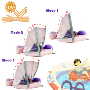 Luckclubtojoy Mambobaby Float With Canopy &Tail, Non-Inflatable Pool Float For Pool Add Tail Avoid Flip Swim Trainer Baby Swimmi