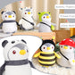 Meleceri Cute Penguin Panda Plush Toy,9.8'' Stuffed Animal With Panda Costume Outfit,Christmas Birthday Gift