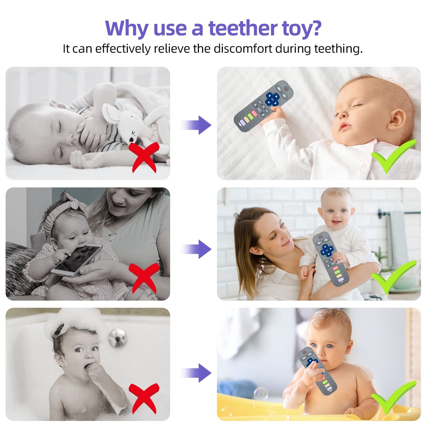 Chuya TV Remote Teether for 0-12-18 Months Babies Infant Toddlers Remote Teethers Silicone Baby Teething Toys