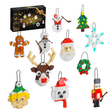 Christmas Ornaments Building Kit, Christmas Tree, Wreath, Santa, Snowman, Gingerbread, Reindeer, Nutcrackers, Snowflake 11-In-1.