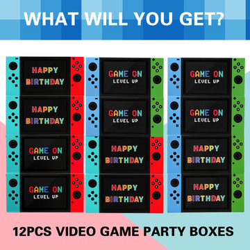 Video Game Party Favor Boxes - 12 Pcs Game On Theme Gifts Boxes For Boys Kids Video Game Birthday Party Supplies Goodie Candy Ba
