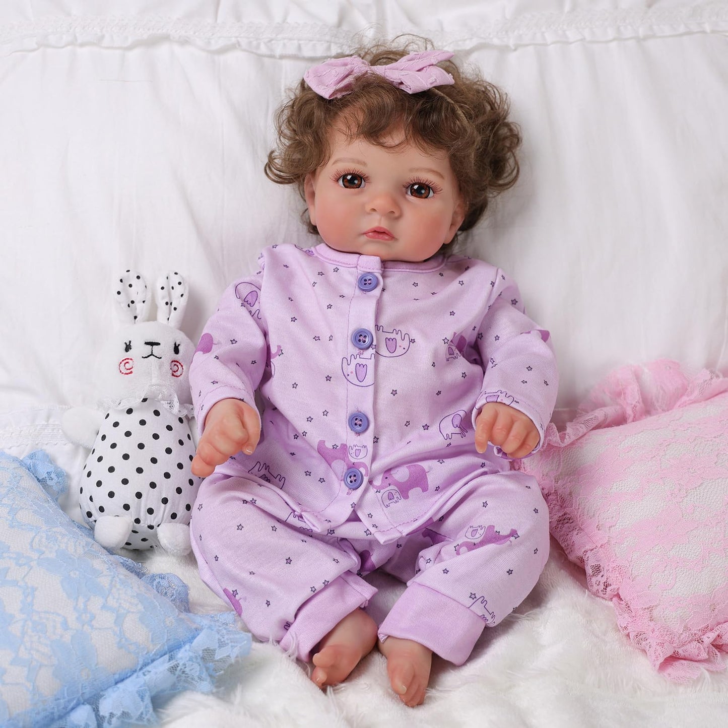 Babeside Lifelike Reborn Baby Dolls Girl - 17 Inch Soft Body Realistic Baby Doll Hand-Rooted Newborn Baby Doll That Look Real Wi