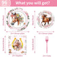 Horse Birthday Party Supplies Tableware - 96 Pcs Cowgirl Birthday Party Decorations, Horse Themed Party Paper Plates And Napkins