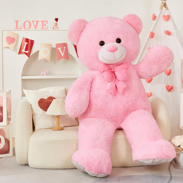 Tezituor Giant Pink Teddy Bear 5 Feet, Soft 59' Big Bear Stuffed Animal Life Size Plush Bear Toy Valentine'S Christmas Birthday Gift For Girlfriend Kids