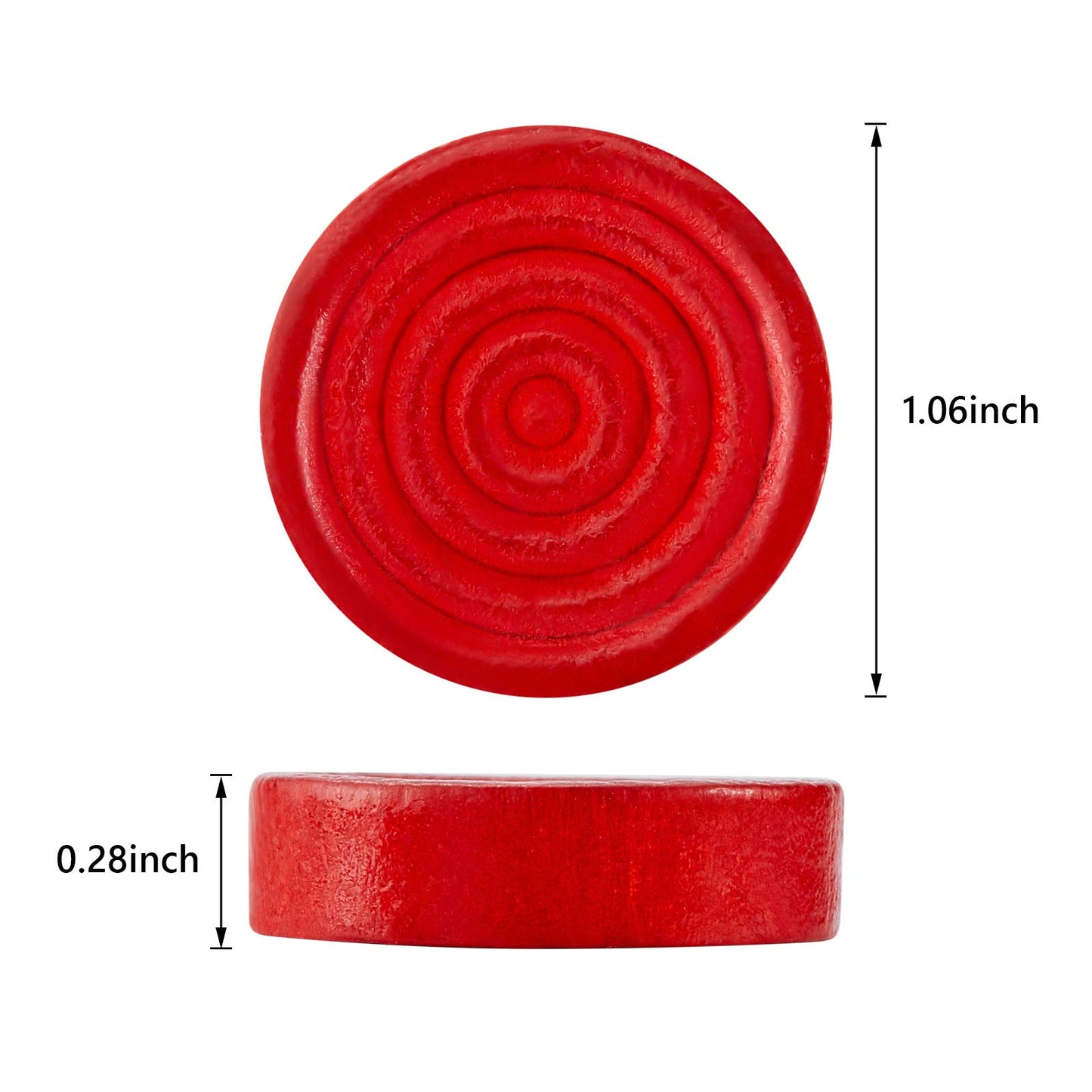 24 Pieces Wooden Checkers Pieces 1.06 Inch Checkers Board Game Pieces Stackable Ridge In Drawstring Storage Pouch, Red And Black