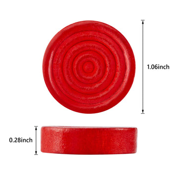 24 Pieces Wooden Checkers Pieces 1.06 Inch Checkers Board Game Pieces Stackable Ridge In Drawstring Storage Pouch, Red And Black