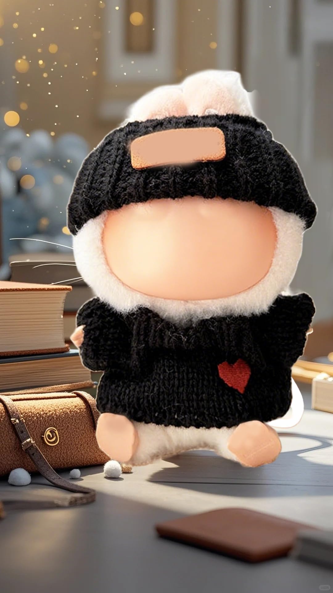 Doll Clothes Compatible with Labubu 2 Set Outfits(4 Pieces)  Adorable 17cm/15cm Handcrafted Crochet Doll Clothes Ropa Designer Accessories for La Bubu Hat & Sweaters (Balck & White)