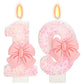 ElekFX 19th Birthday Candles for Cake, Pink Bow Number Cake Candles, 2.76 inch Number Happy Birthday Candle, Cake Topper Decorat