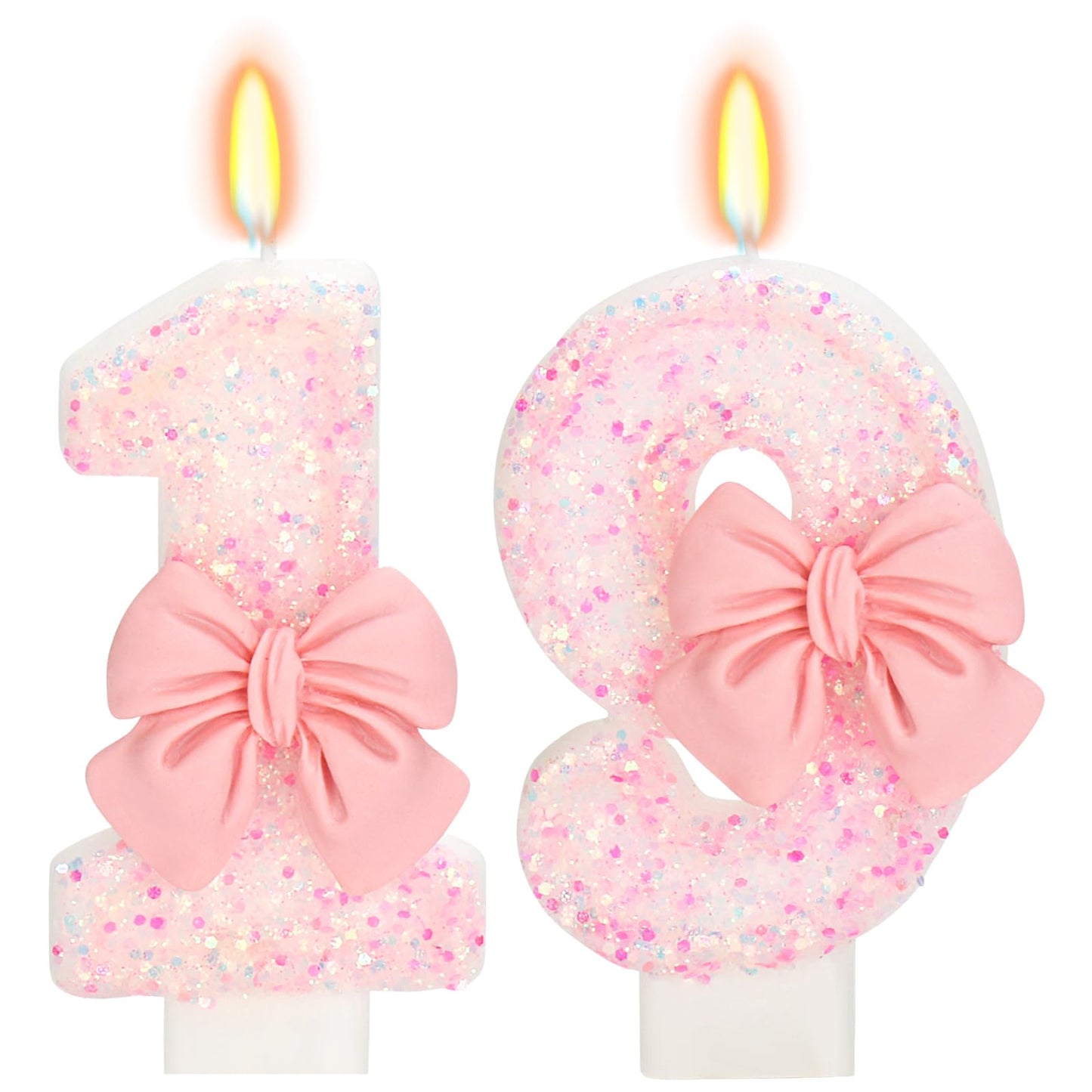 ElekFX 19th Birthday Candles for Cake, Pink Bow Number Cake Candles, 2.76 inch Number Happy Birthday Candle, Cake Topper Decorat