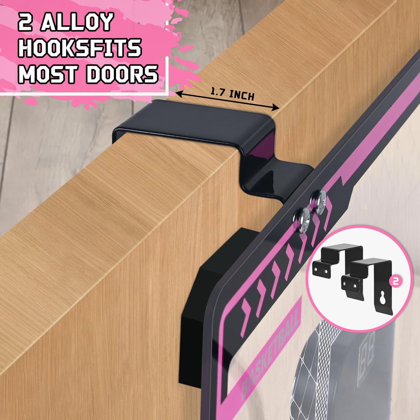 Basketball Hoop Indoor Kids Girls Pink - Mini Over The Door Basketball Hoops With Electronic Scoreboard Toys & 3 Balls, Unicorn