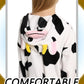 Lonulain Unisex Kids Animal Oneise Pajamas, Boys Girls Flannel Hooded Halloween Cosplay Costume/Homewear/Sleepwear (Cow,9-10 Yea