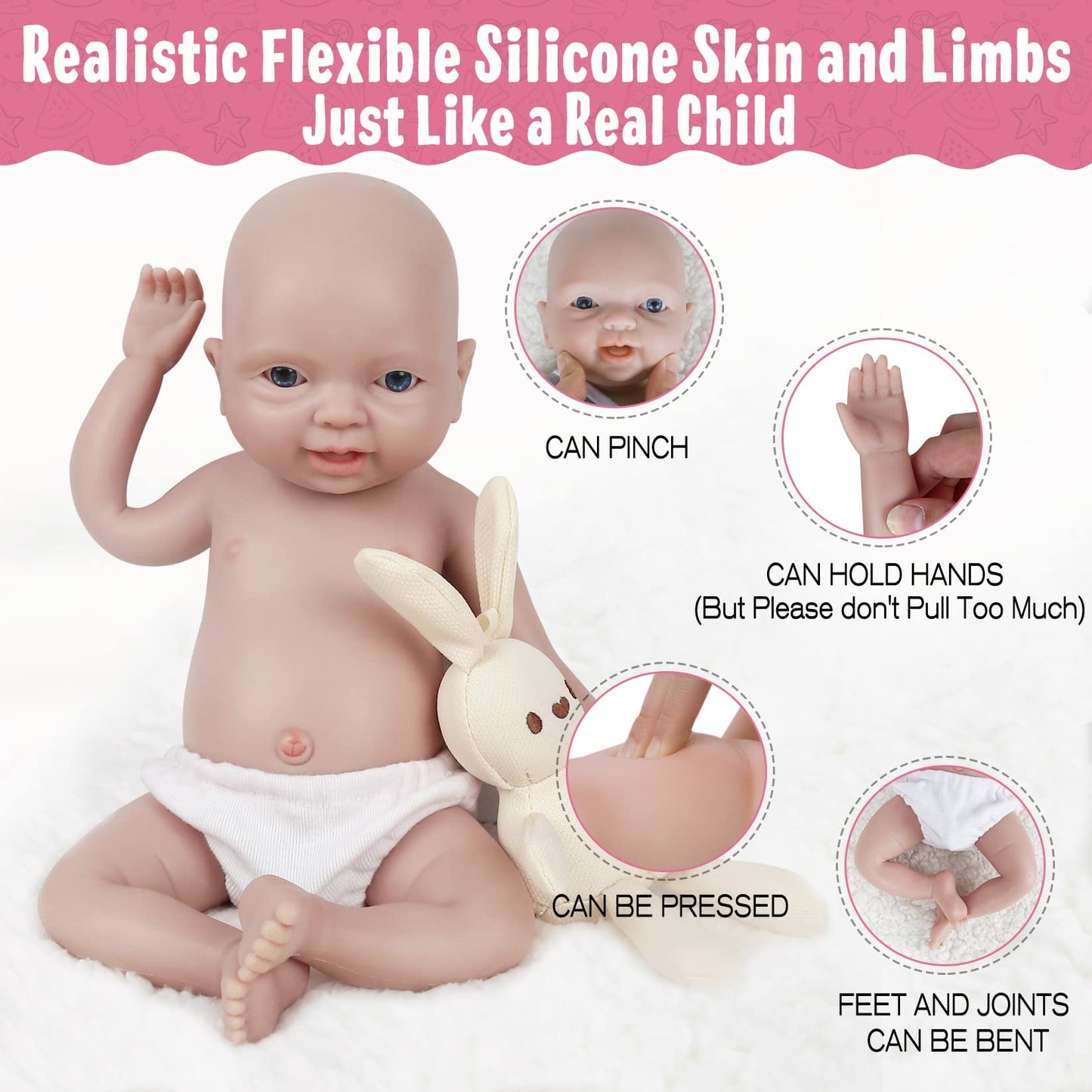Vollence 14 inch Realistic Silicone Newborn Baby Doll - Boy
