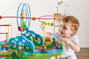 Hape Jungle Adventure Railway Table | Kids Bead Maze Puzzle Table With Accessories, African Scene Graphics, Child Sized Table For Individual And Group Play
