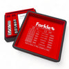 Luck Lab Farkle Dice Tray And Storage Case - Includes Embedded Scoring Combinations, 2 Sets Of 6 Pearl Dice, 40 Sheet Score Pad And Pen Holder For The Classic Family Game (Brown)