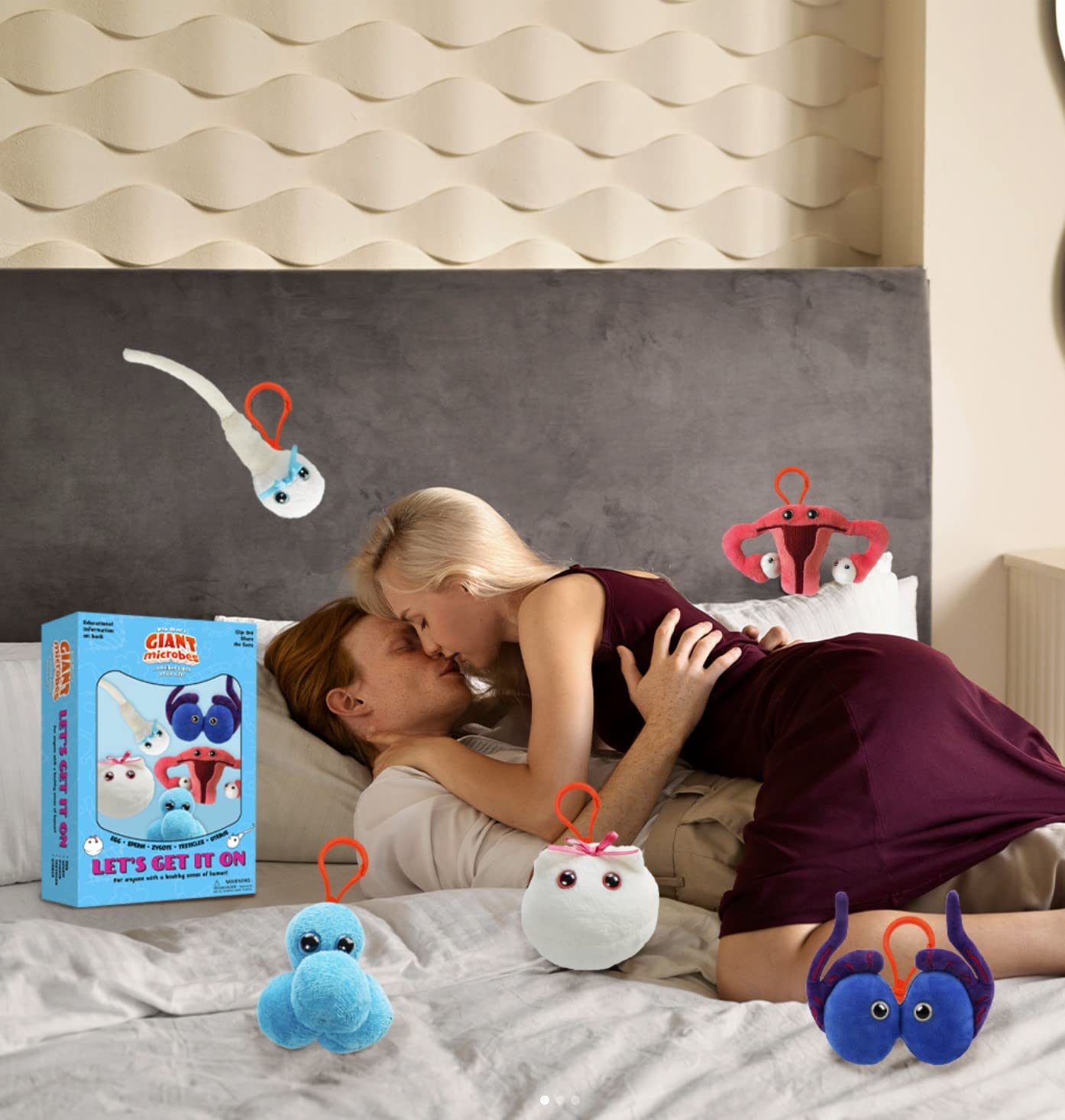 GIANTmicrobes Gift Box - Let's Get it On, Plush Uterus Model, 3-inch, Multicolor, Funny Medical Gag Gift for Doctors and Nurses