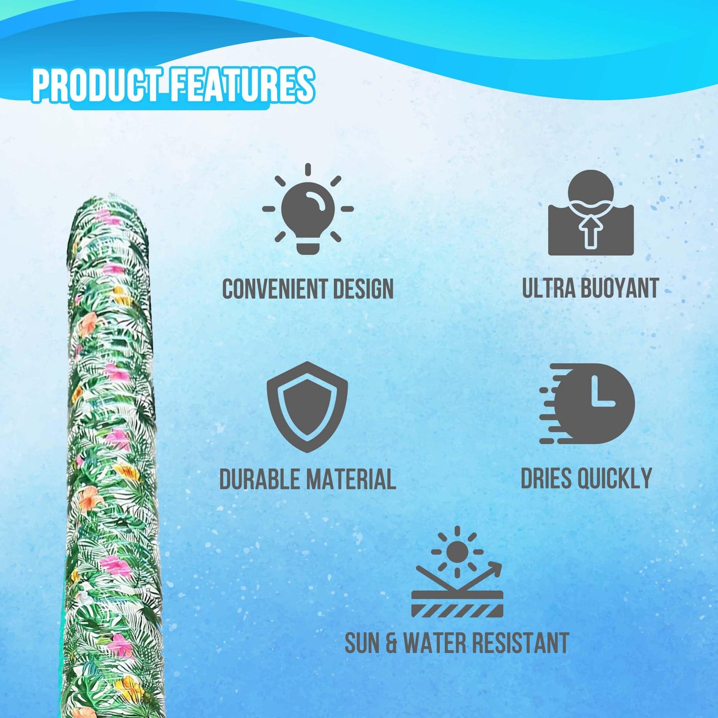 Vos Mega Foam Pool Wavy Noodle Effusion (Bacan), Premium & Big, Super Soft Pool Noodle For Swimming And Floating, Pool Floats, Lake Floats For Adults & Kids, Single Pack