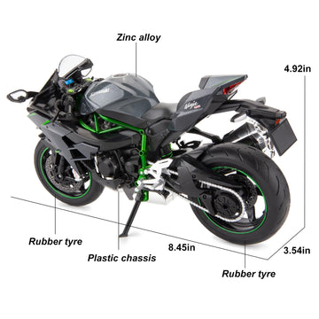 BDTCTK Compatible for 1:9 Kawasaki Ninja H2R Motorcycle DieCast Model, Suspension and Free Roller, Toy Car, Motorcycle Collectio