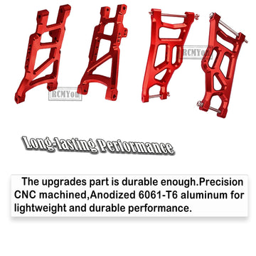 RCMYou RC Front Rear Suspension A-Arms Upgrades Part for 1/10 Rustler VXL/Stampede VXL 2WD,Alloy Arms Hop Ups w/Tie Bar,Replace