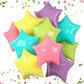 18 Inch Pastel Star Balloons, 10 Pcs Pastel Rainbow Star Shape Foil Balloon Helium Balloons, Big Mylar Star Balloons For Wedding