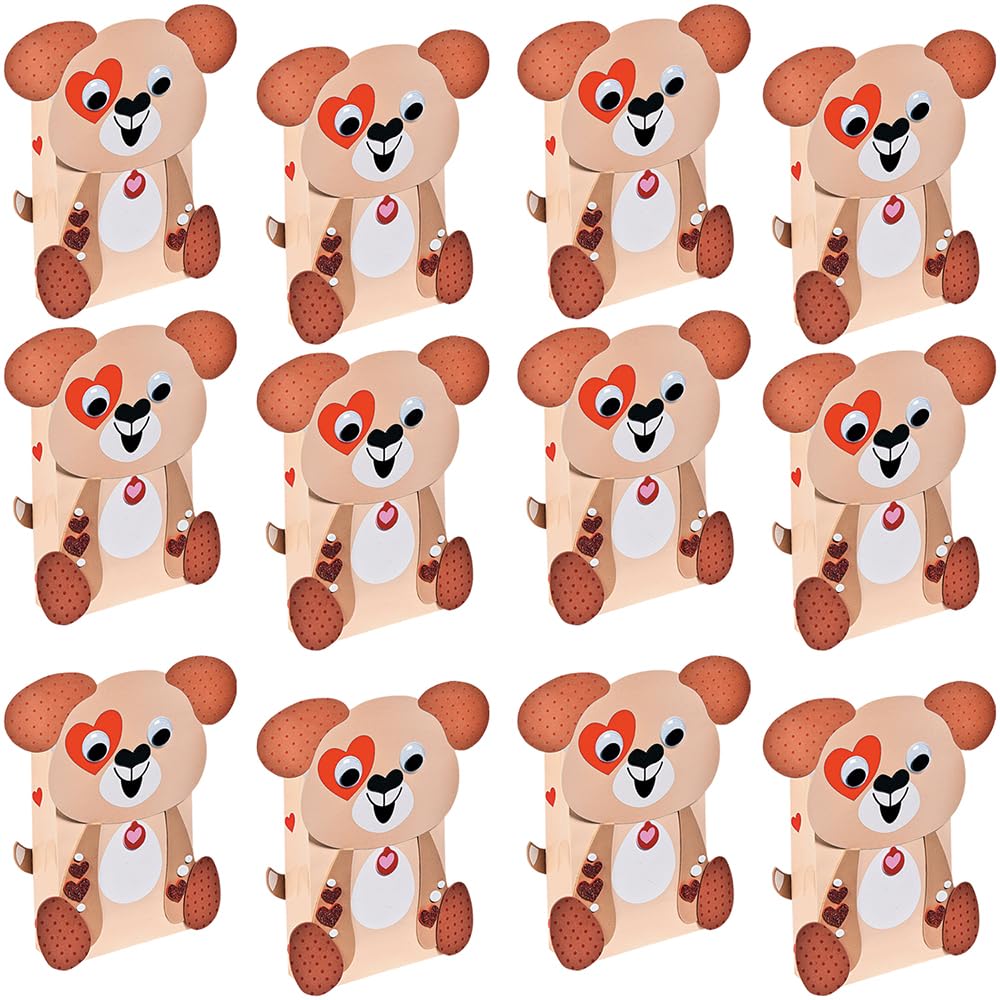 Puppy Valentine Card Holders Craft Kit - Makes 12 - Valentines Day Crafts for Kids and Fun Home Activities