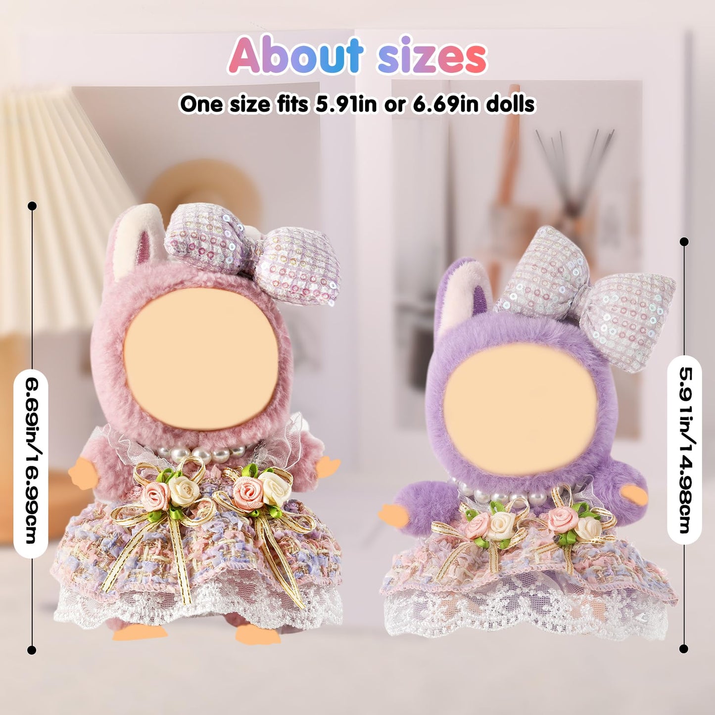 Clothes for 15-17cm Doll  Skirt Set for Dolls  1 Piece Skirt Outfit enhanced Fashion Cute Dress for 15-17cm Dolls Accessories (NO Doll) (Purple Flower Set)