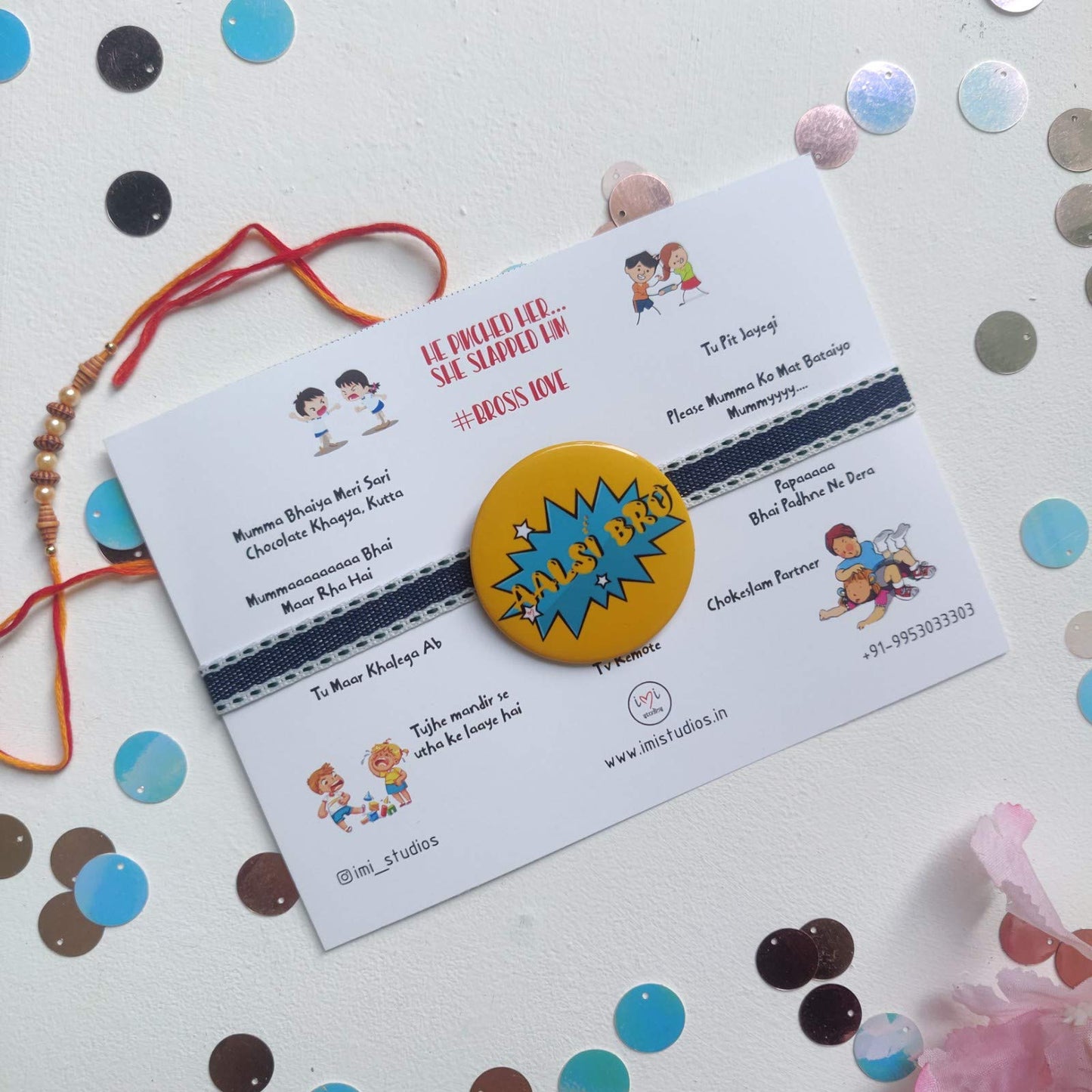 Imi Studios Aalsi Bro Badge Rakhi For Brothers Rakshabandhan