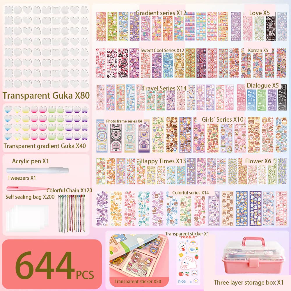 Ruyumei Creative Goo Card Sticker Set for Girls - Complete DIY Scrapbooking Material with Goo Card and Stickers - Fun Toy and Ar