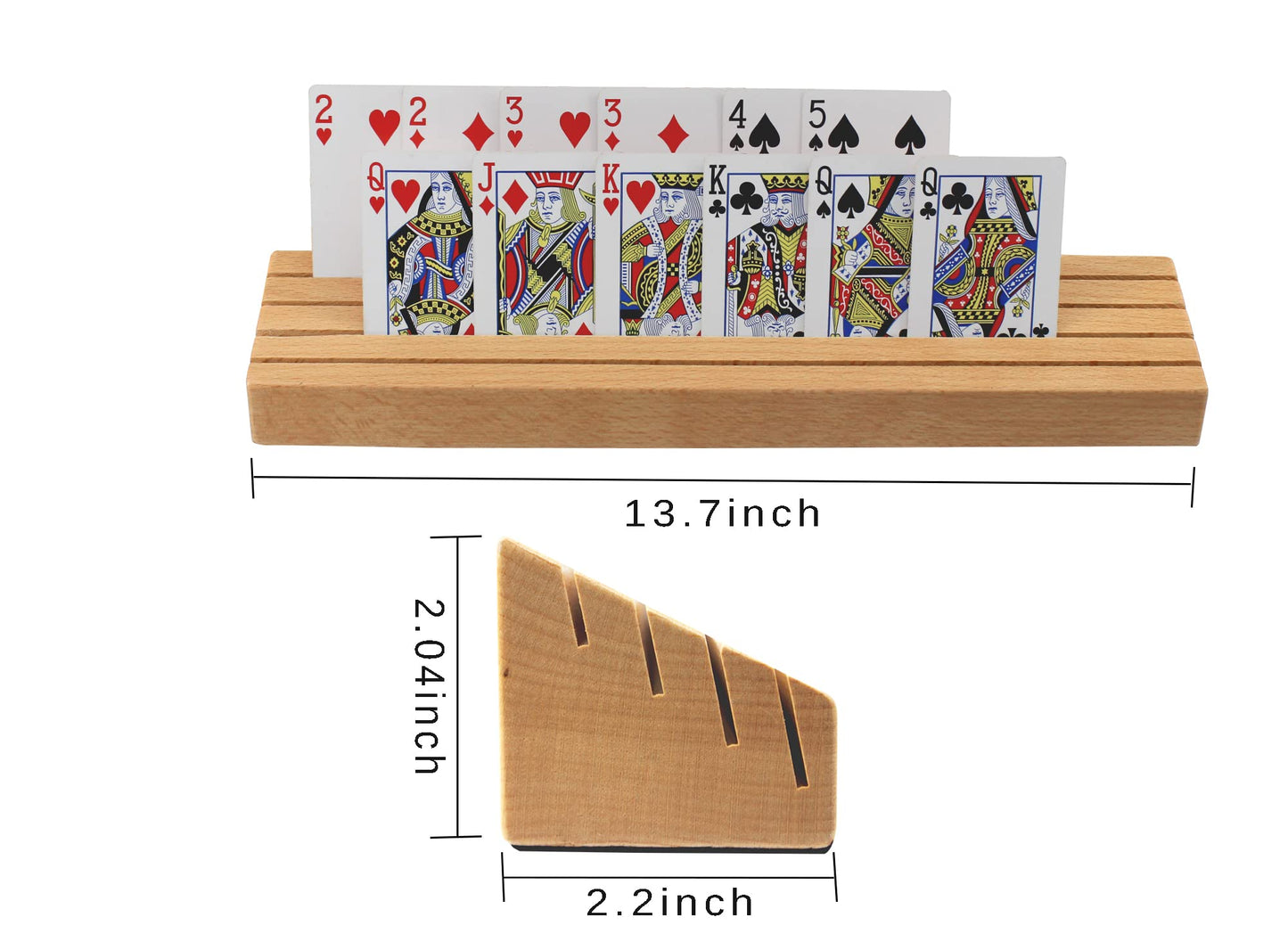 VINJOE Wooden Playing Card Holder Tray - Solid Beechwood Organizer for Kids & Adults, 13.7x2.04x2.2 inch, Ideal Gift for Mother's Day