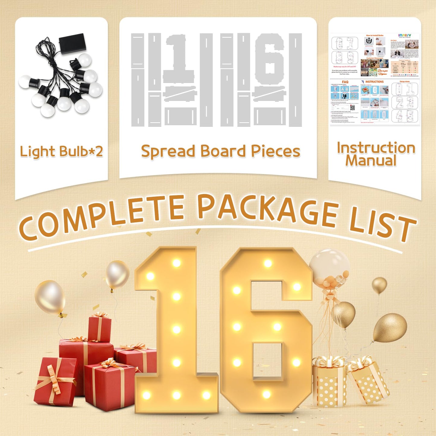 Imprsv 3Ft 16Th Birthday Decorations Numbers: 16Th Birthday Party Anniversary Decorations Large Light Up Numbers 16 For Girls Bo