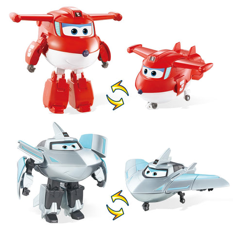 Super Wings Transformable Toys Playset, 5 in Jett and Traver