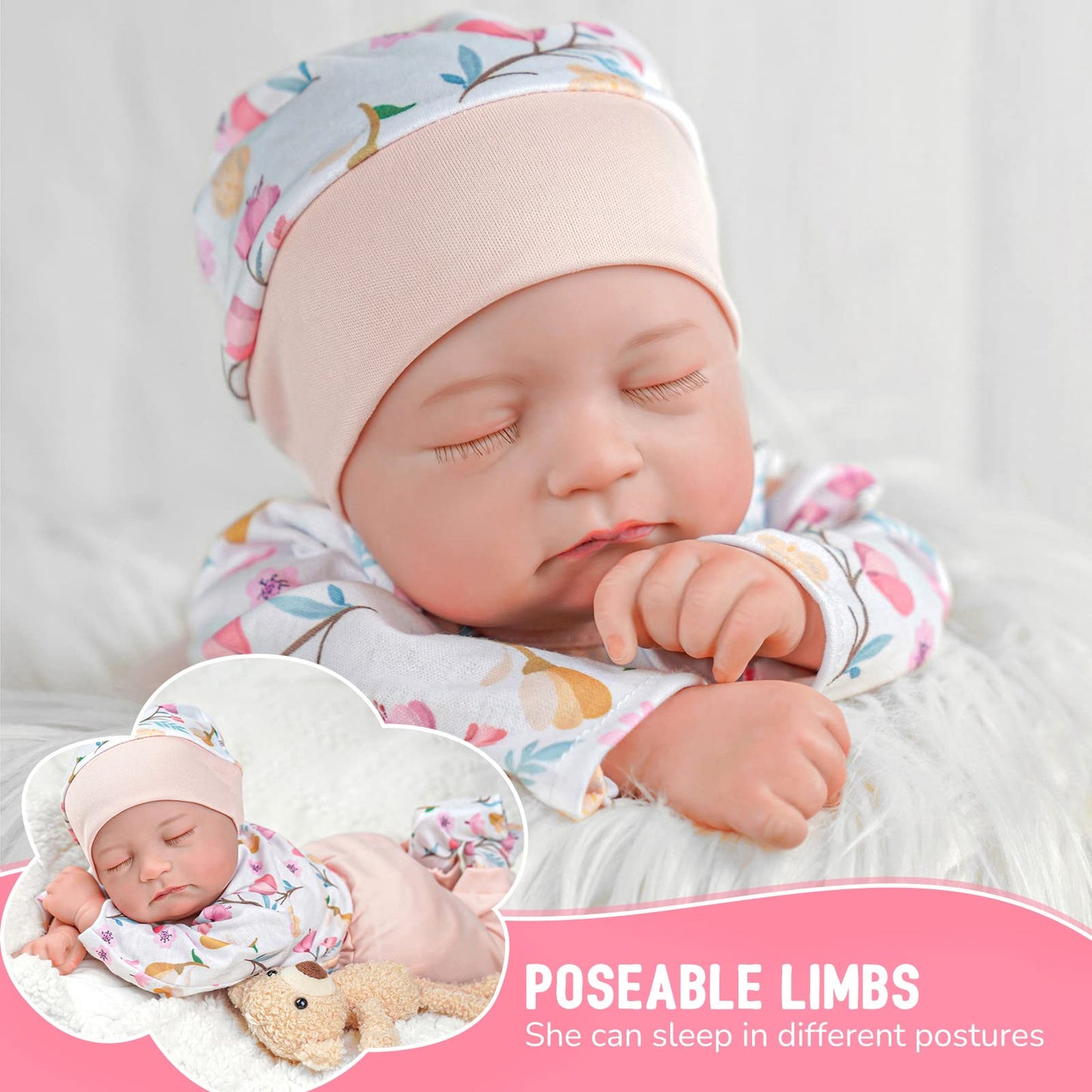 Babeside Lifelike Reborn Baby Dolls Connie - 20-Inch Poseable Sleeping Realistic-Newborn Baby Dolls Girl, Adorable Real Life Baby Dolls With Toy Accessories Gift Set For Kids Ages 3 And Up