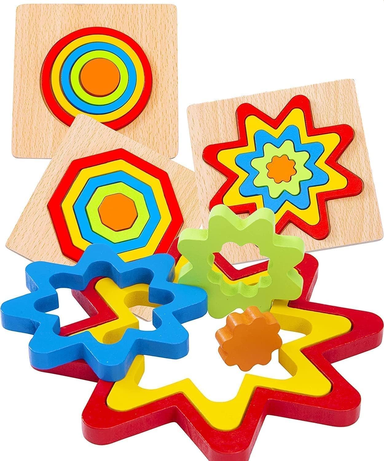 Tiny Toys Co Rainbow Shape Sorting Puzzle Toys Toddlers Activities Preschool Learning Early Educational Toys For Kids Age 1 2 3 