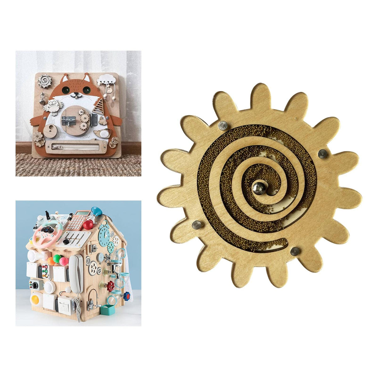 Trendivibe Sensory Board Toy Learning Activities Gears Puzzles For Nursery Unisex Gold| Baby Learning Toy | Infant Activity Toy 