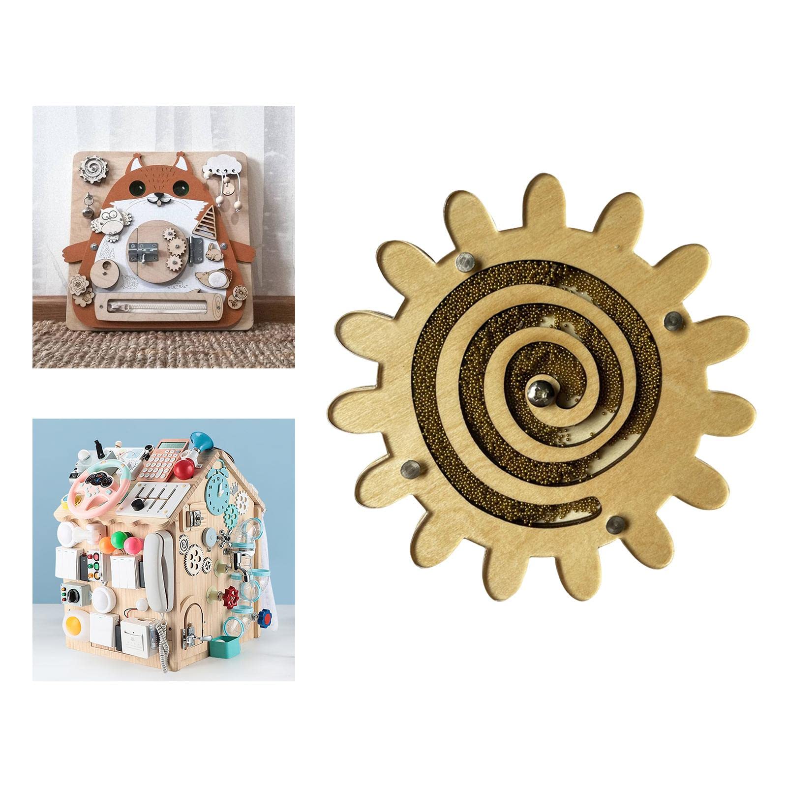 Trendivibe Sensory Board Toy Learning Activities Gears Puzzles For Nursery Unisex Gold| Baby Learning Toy | Infant Activity Toy 