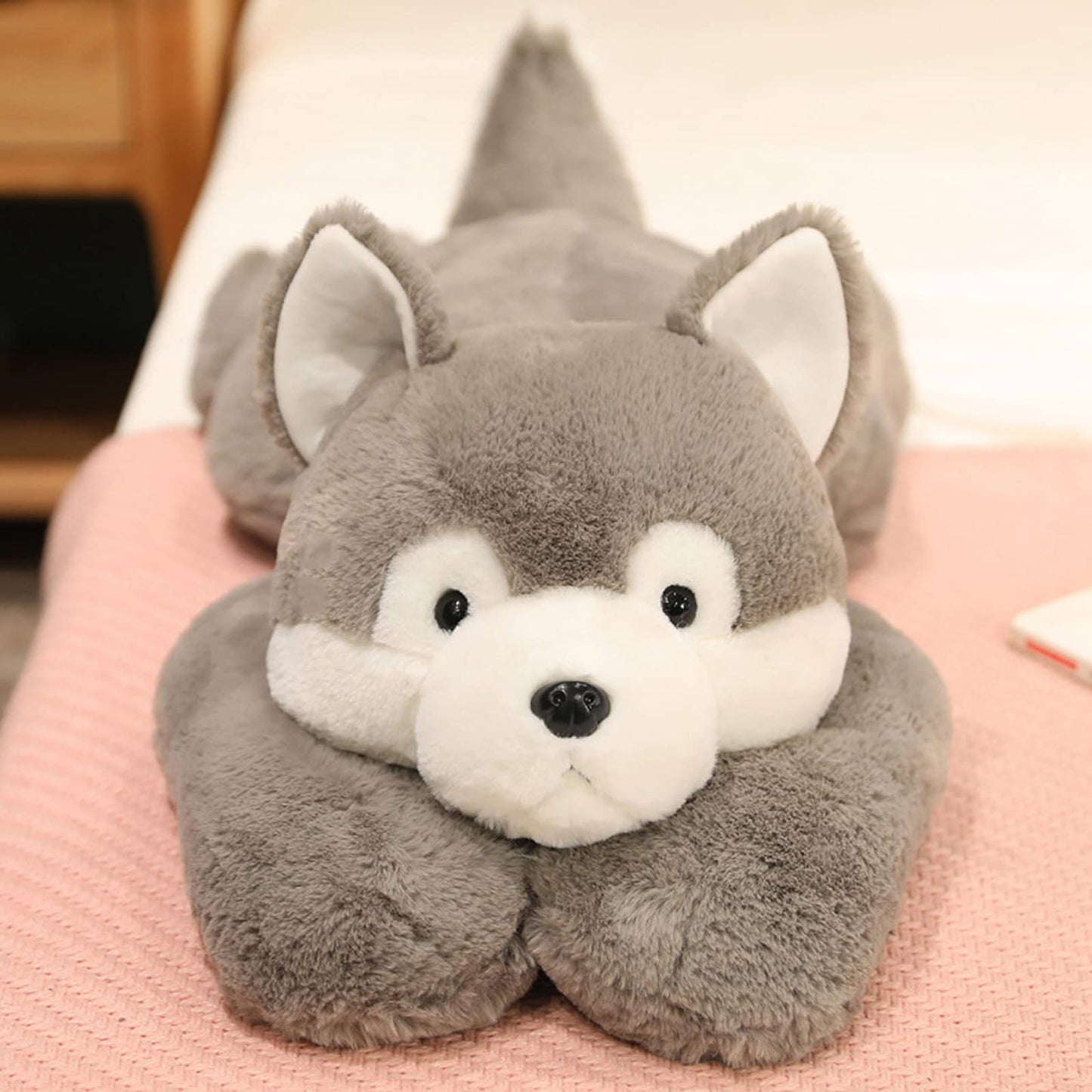 ronivia Weighted Husky Plush Toy, 19.7" Grey Stuffed Animal, 3.3lbs Soft Pillow, Cute Plush for Comfort and Cuddling
