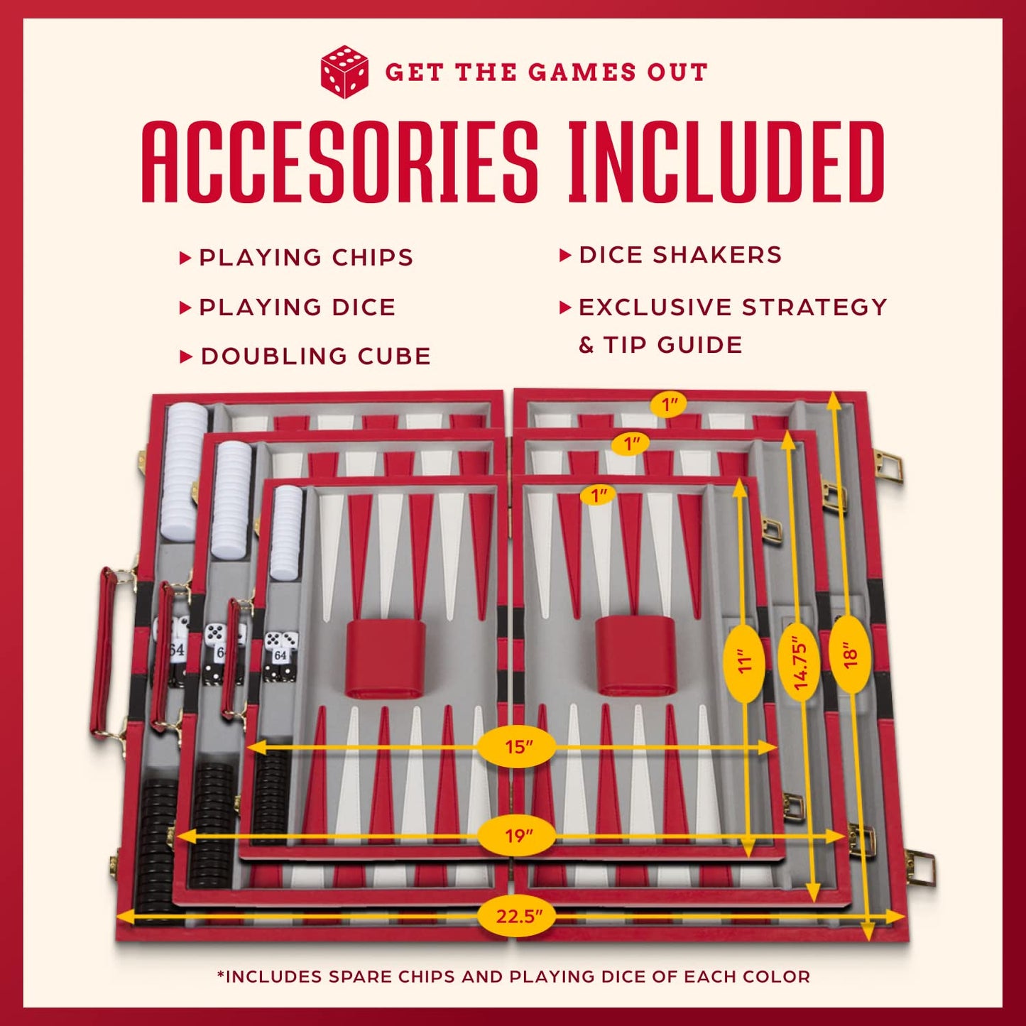 Get The Games Out Top Backgn Set - Classic Board Game Case - Best Strategy & Tip Guide - Available in Small  Medium and Large Sizes (Red  Medium)