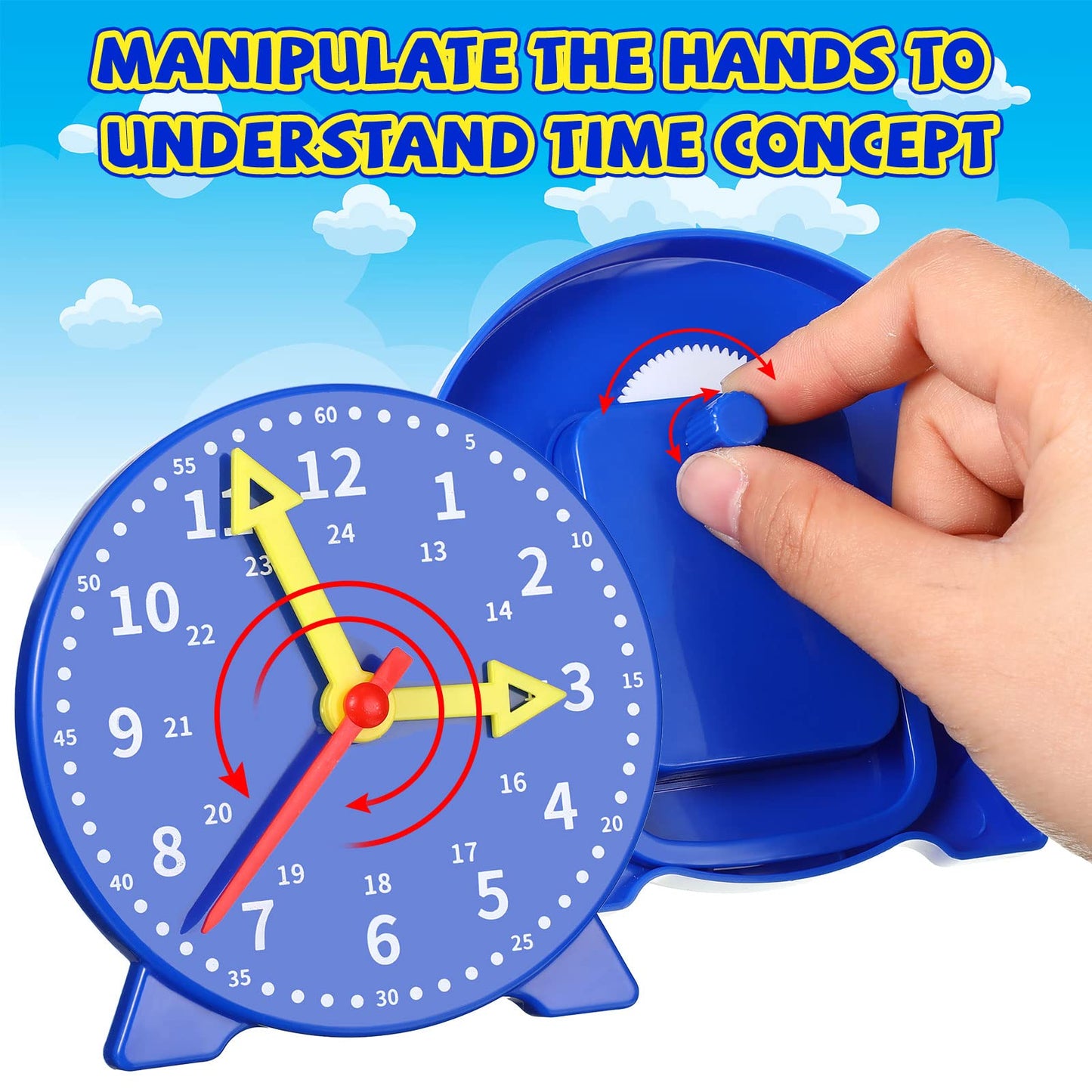 Batiyeer 24 Pcs Teaching Clock Kit for Kids to Tell Time Teaching Mini Geared Clock for Kids Basic Math Development Teacher and