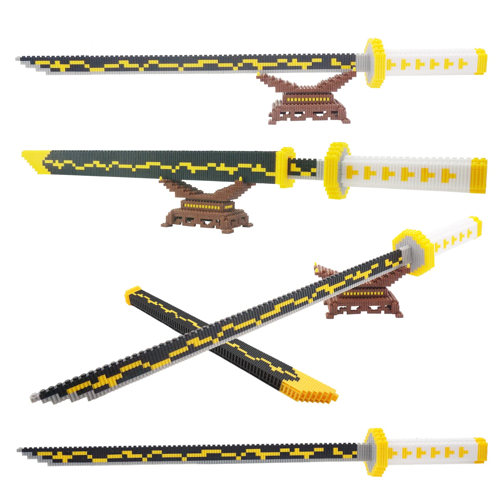 Anime Demon Slayer decorative replica blade Building Kit Set  27.8in Cosplay Zenitsu decorative replica blade Building Blocks Toy Set with Scabbard and Stand  Samurai Katana Gift for mature-themeds and Kids (1000+ Pieces)