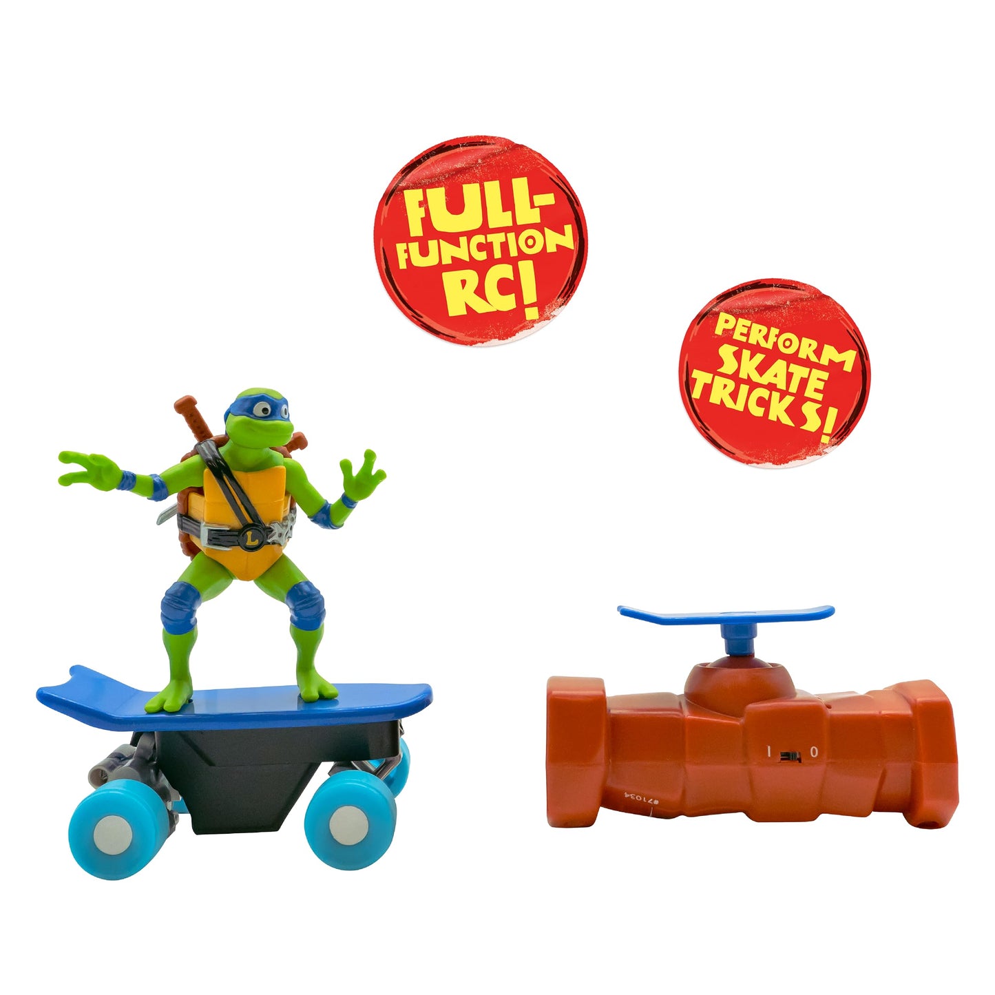 Teenage Mutant Ninja Turtles Leonardo RC Skate Vehicle, 2.4 GHz Remote Control Toy for Kids, Ages 3+, Plastic Construction