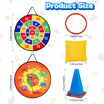 Dyrfolm 48 Pcs Carnival Games Combo Set,Plastic Cones Ring Bean Bag Toss Games Combo Set,Carnival Outdoor Games For Kids Adults