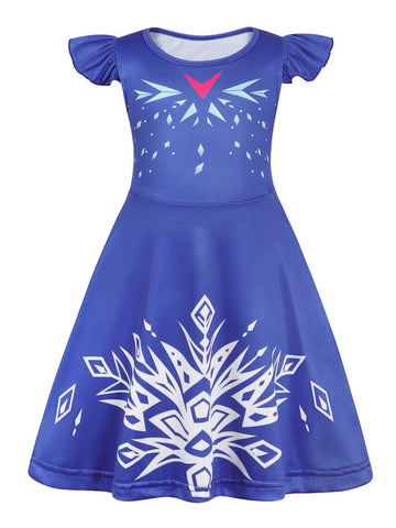 Sukyfecde Princess Costume Dress For Toddler Girls Halloween Cosplay Birthday Dress Up Role Play Outfits Size 7-8 Dark Blue