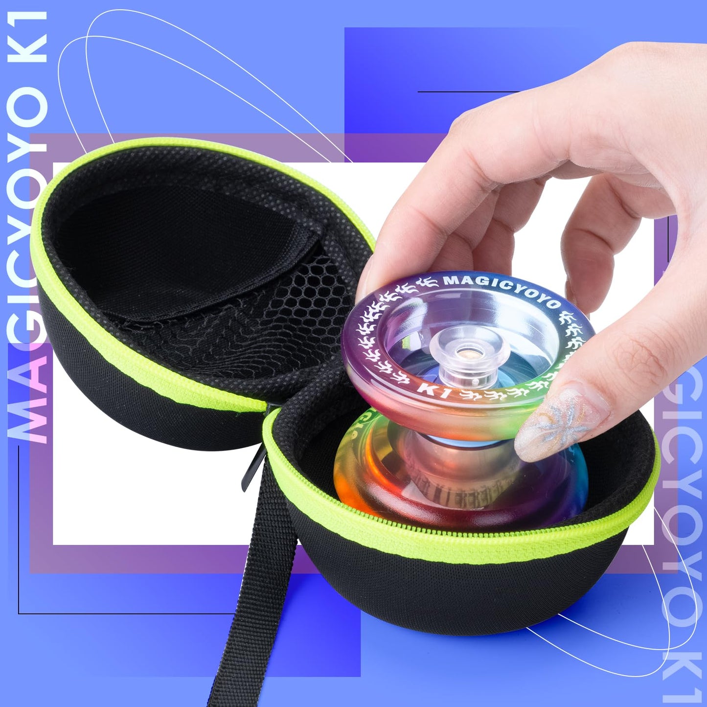 Magicyoyo Responsive Yoyo K1-Plus For Kids Beginners With Yoyo Storage Bag + 12 Yoyo Strings And Yo-Yo Glove Gift (Blue Pink Yel