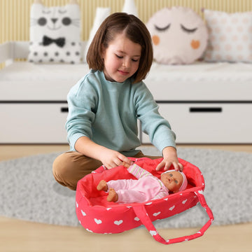The New York Doll Collection 3-in-1 Baby Doll Stroller Play Set, Pink Hearts, 21x13x26 inches, Metal, Model A149