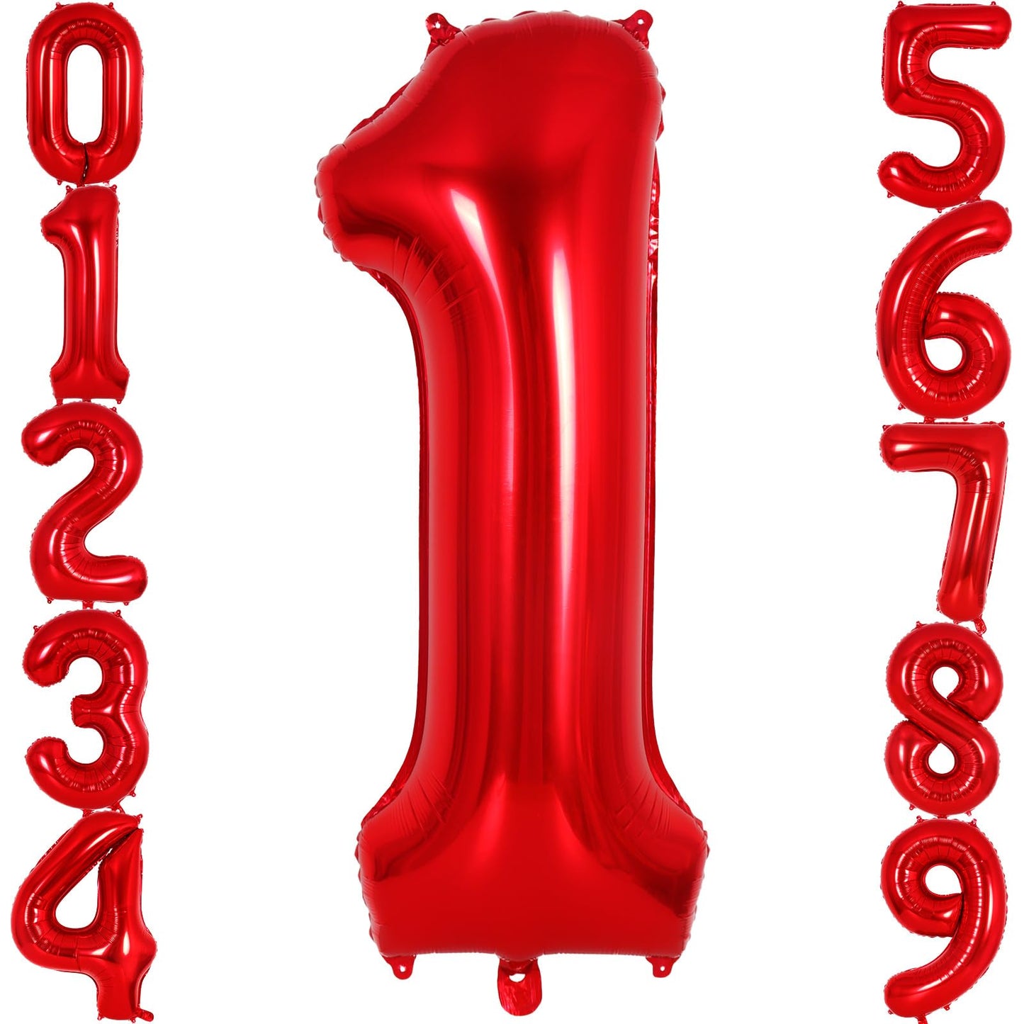 Red Number 1 Balloon 40 Inch, Big Large Foil Helium Number Balloons, Jumbo Giant Mylar Number 1 Balloons For 1St First Birthday