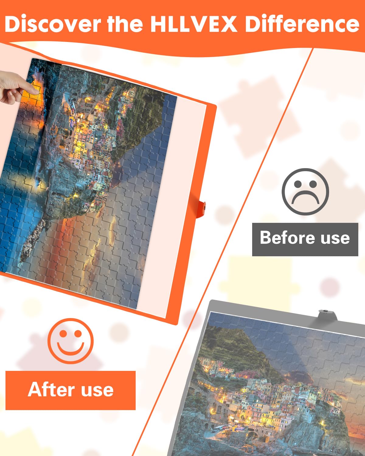 Puzzle Storage Folder for 1000-Pieces  20 HD Film Pockets  Dustproof and Stain-Proof  Portable and Mobile  Jigsaw Enthusiasts Puzzle Space-Saving Organizer Accessories(Orange)