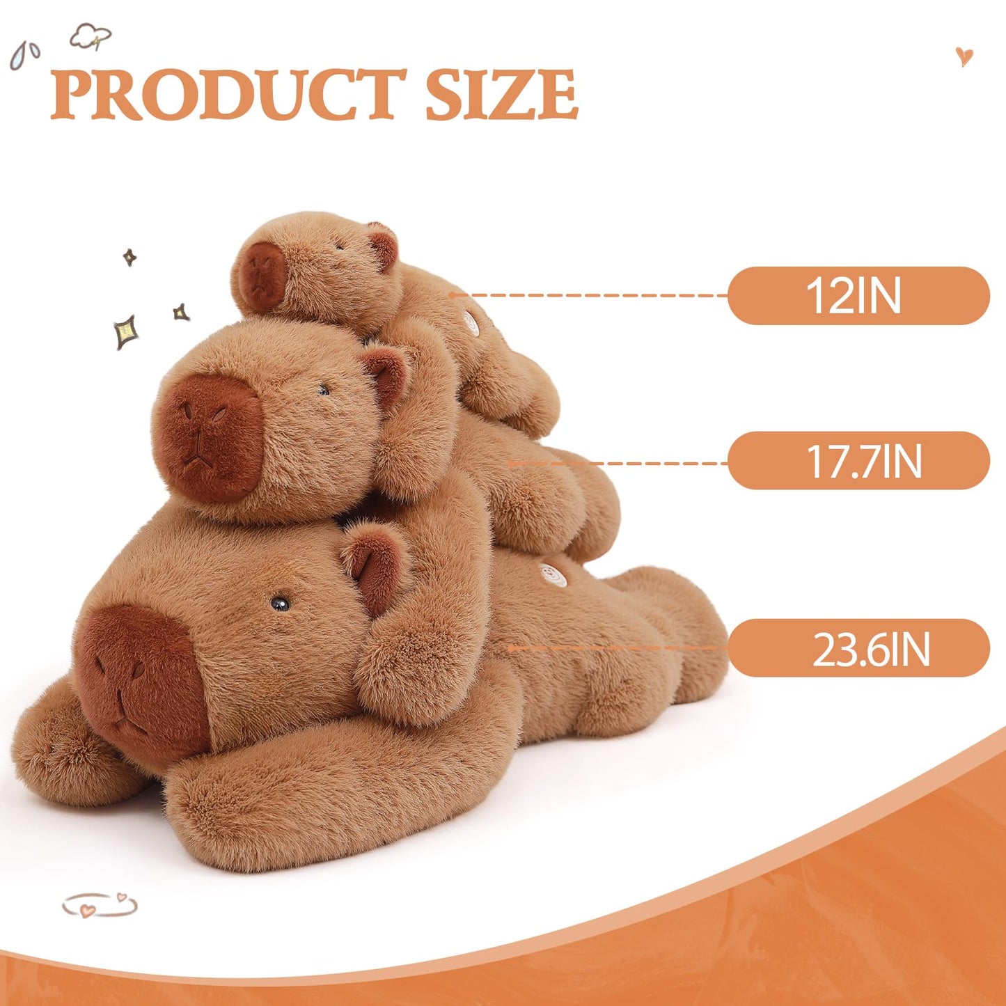 TITQWOP 12in Weighted Capybara Plush - Ultra-Soft Cotton Stuffed Animal in Paddle-style Capybara, Perfect Gift for Kids and Adults